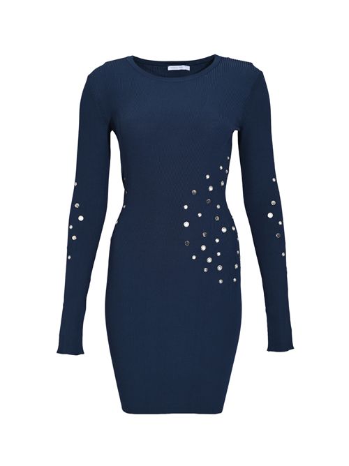 Abito corto in maglia di viscosa a costine con borchie Patrizia Pepe | 8A1646 K305CA97